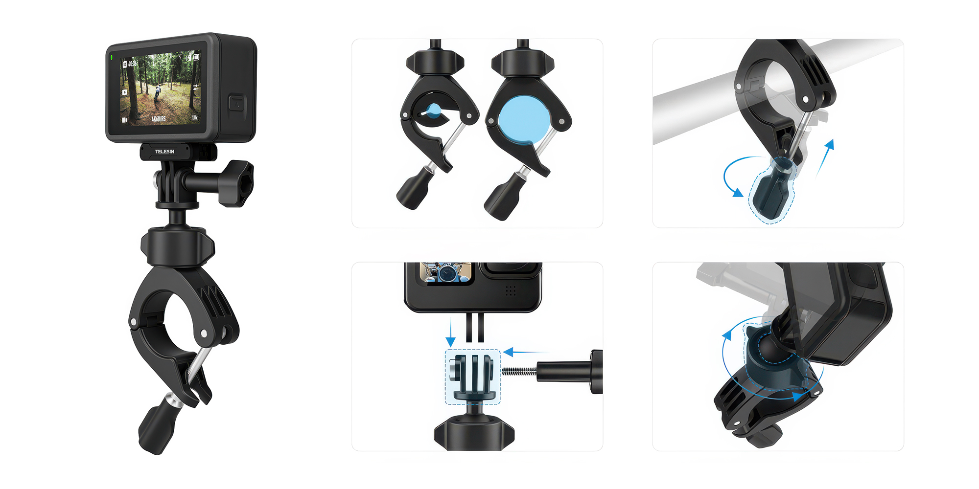 Mocowanie na rurę Telesin TE-HBM-004 do kamer sportowych i aparatów